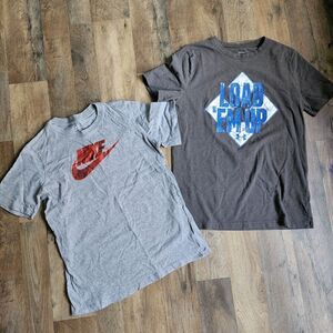 Nike & Under Armour T-Shirt Set – Youth  – Gray – Cotton Blend – Good Used